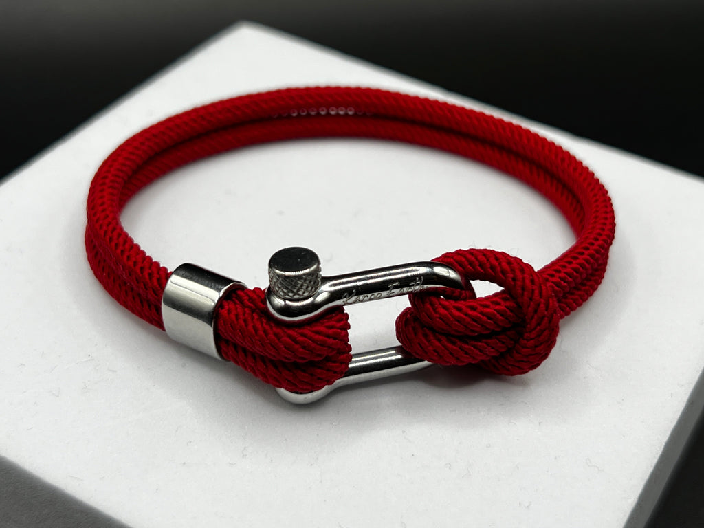 Red Stainless Steel Nautical Sailing Rope Shackle Bracelet - Karoo Earth
