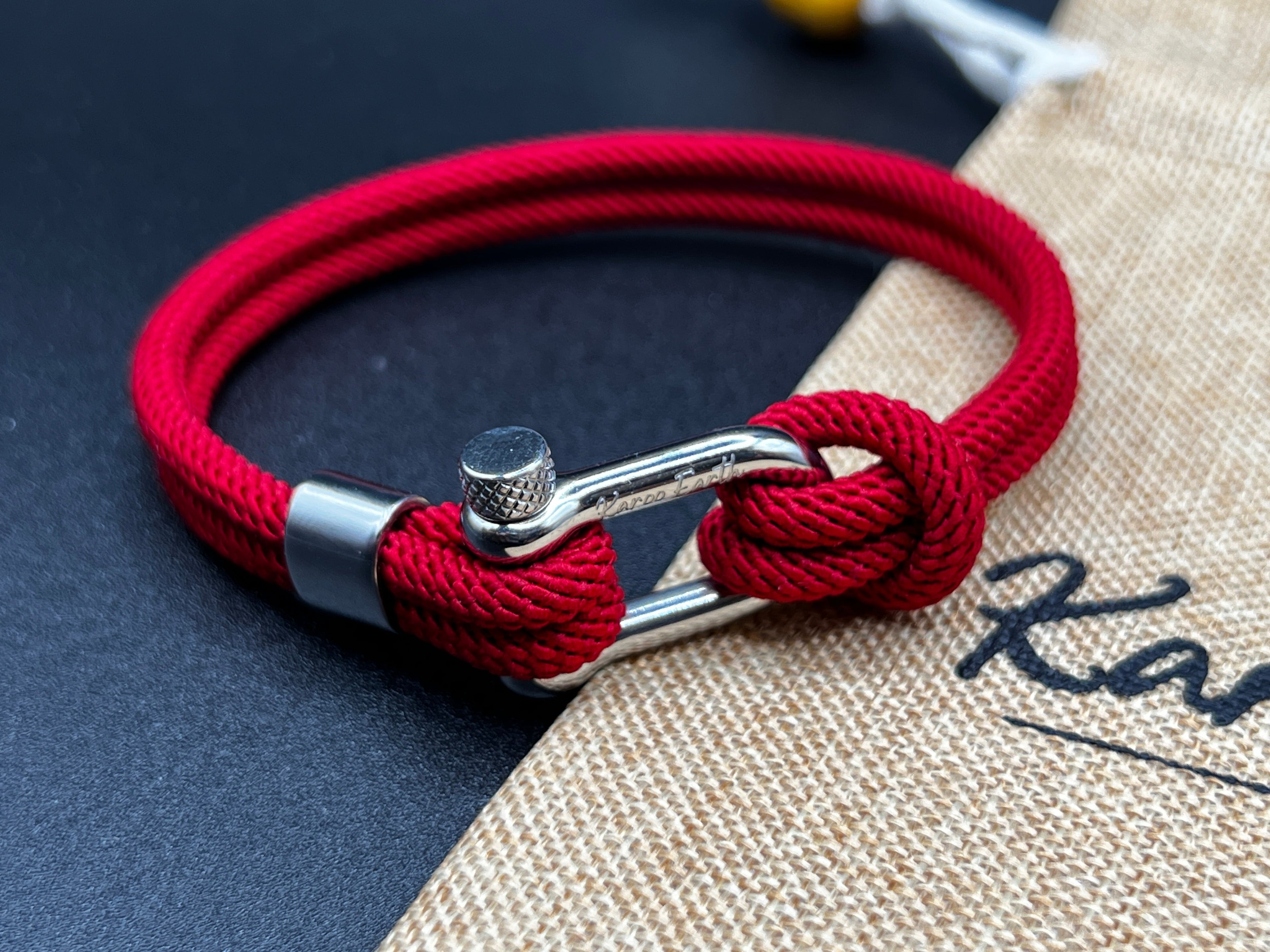 Red Stainless Steel Nautical Sailing Rope Shackle Bracelet - Karoo Earth