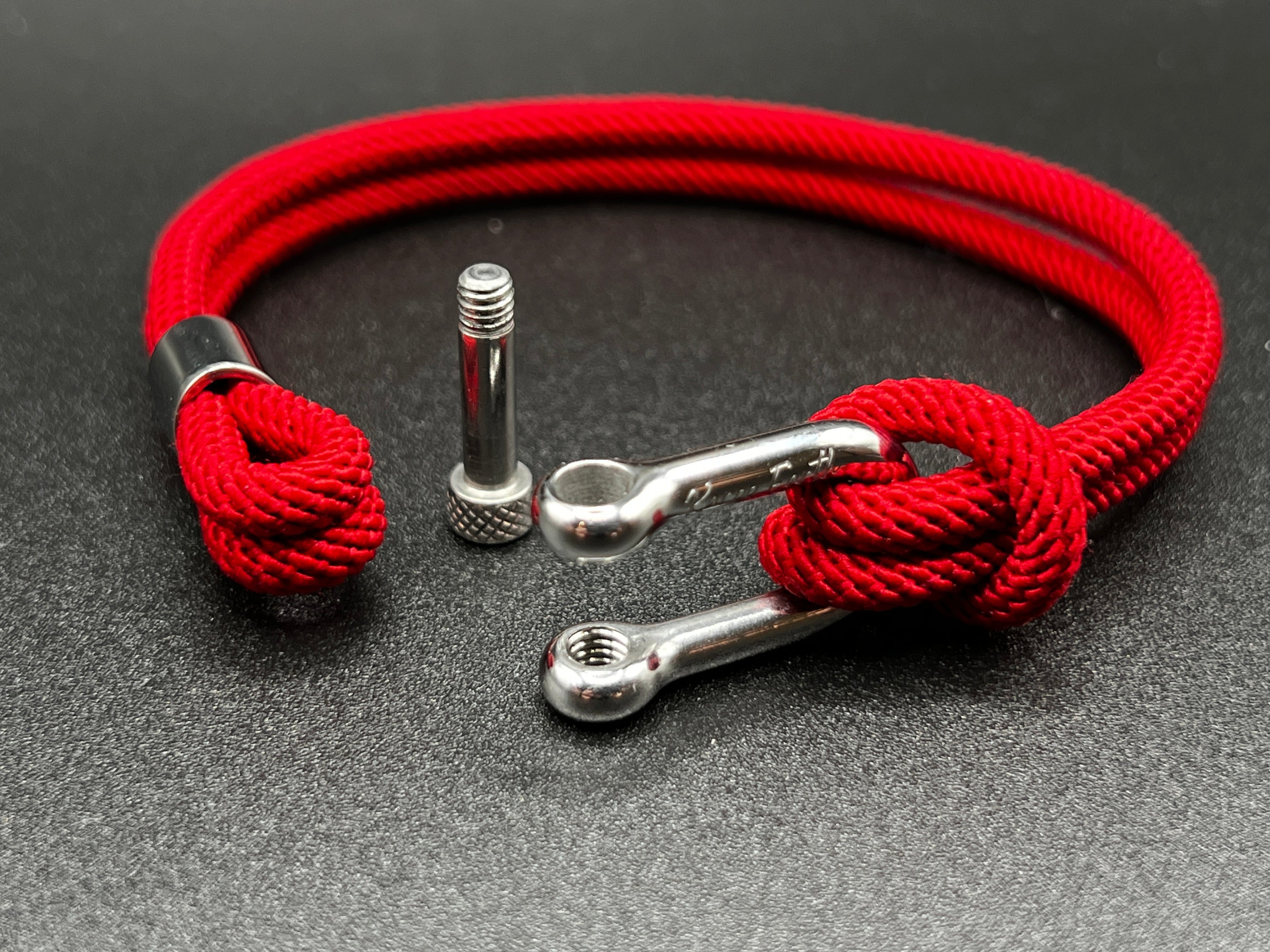 Red Stainless Steel Nautical Sailing Rope Shackle Bracelet - Karoo Earth