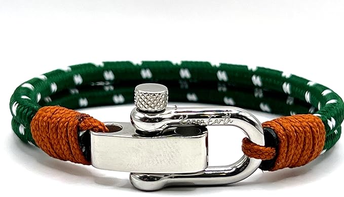 Sea Green Men's Nautical Bracelet, Double Rope Bracelet with Stainless Steel Shackle - Karoo Earth