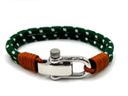 Sea Green Men's Nautical Bracelet, Double Rope Bracelet with Stainless Steel Shackle - Karoo Earth
