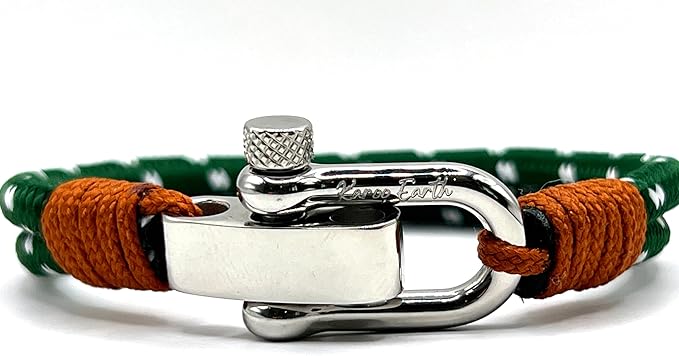 Sea Green Men's Nautical Bracelet, Double Rope Bracelet with Stainless Steel Shackle - Karoo Earth
