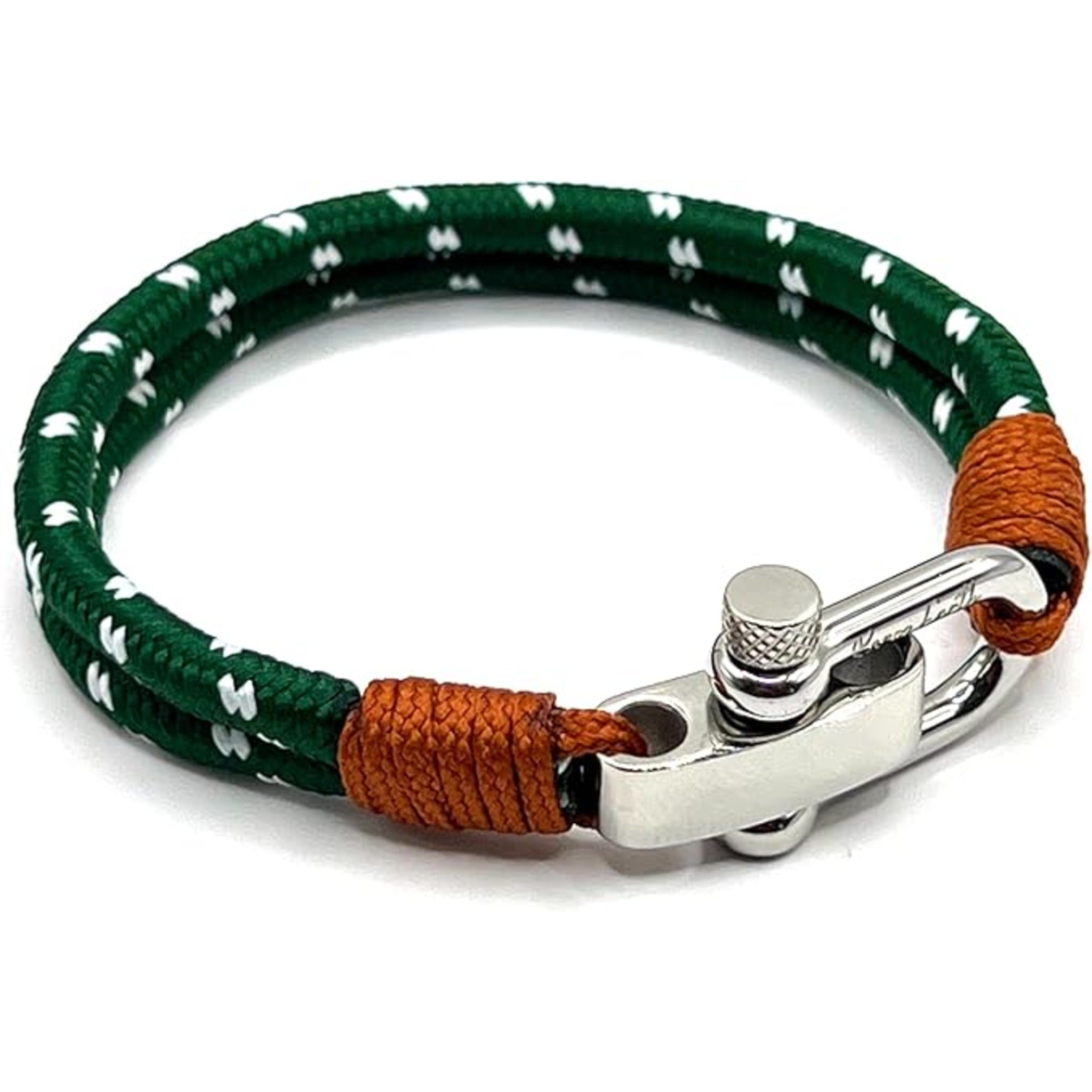 Sea Green Men's Nautical Bracelet, Double Rope Bracelet with Stainless Steel Shackle - Karoo Earth