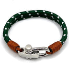Sea Green Men's Nautical Bracelet, Double Rope Bracelet with Stainless Steel Shackle - Karoo Earth