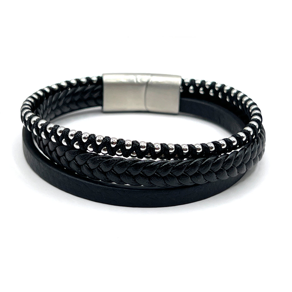 Silver Thread 2 Layer Leather Metallic Clasp - Karoo Earth