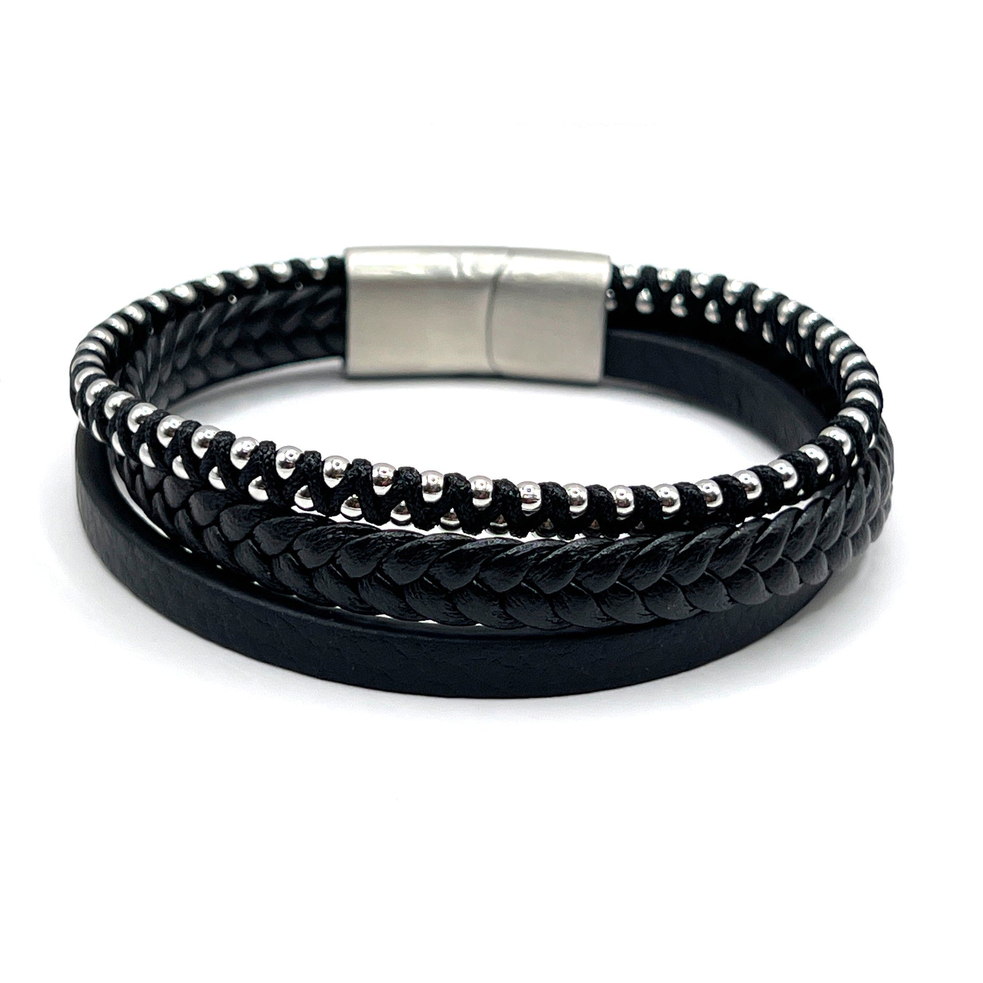 Silver Thread 2 Layer Leather Metallic Clasp - Karoo Earth