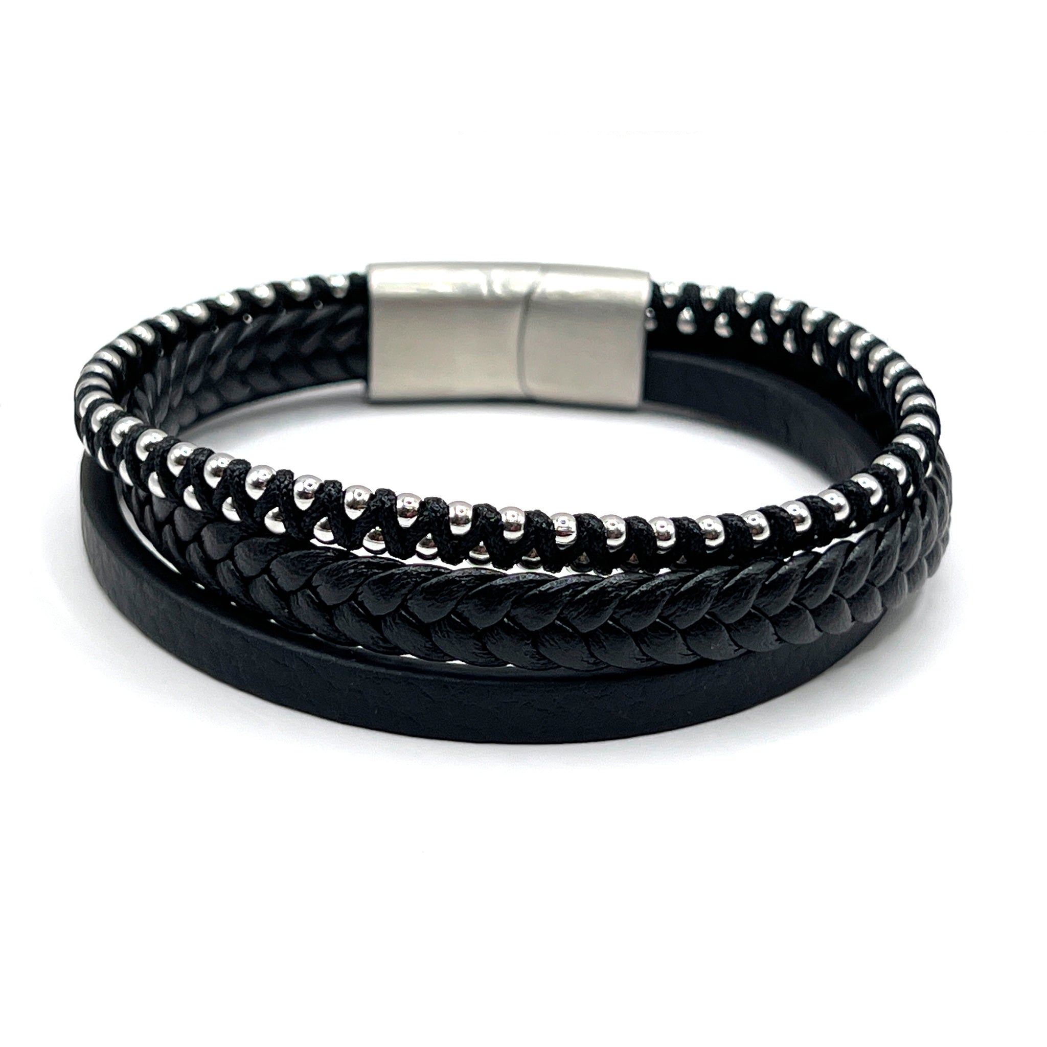 Silver Thread 2 Layer Leather Metallic Clasp - Karoo Earth