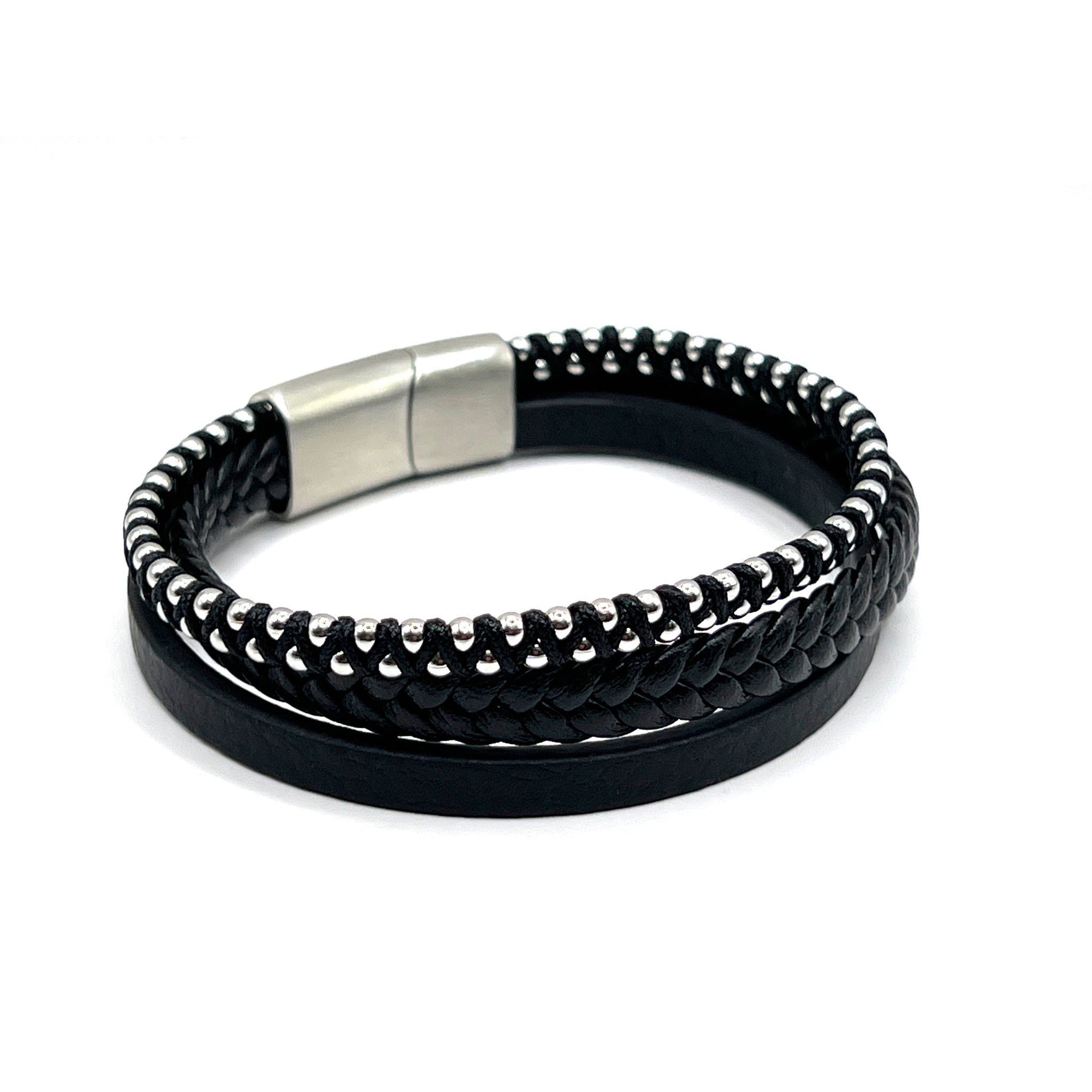 Silver Thread 2 Layer Leather Metallic Clasp - Karoo Earth