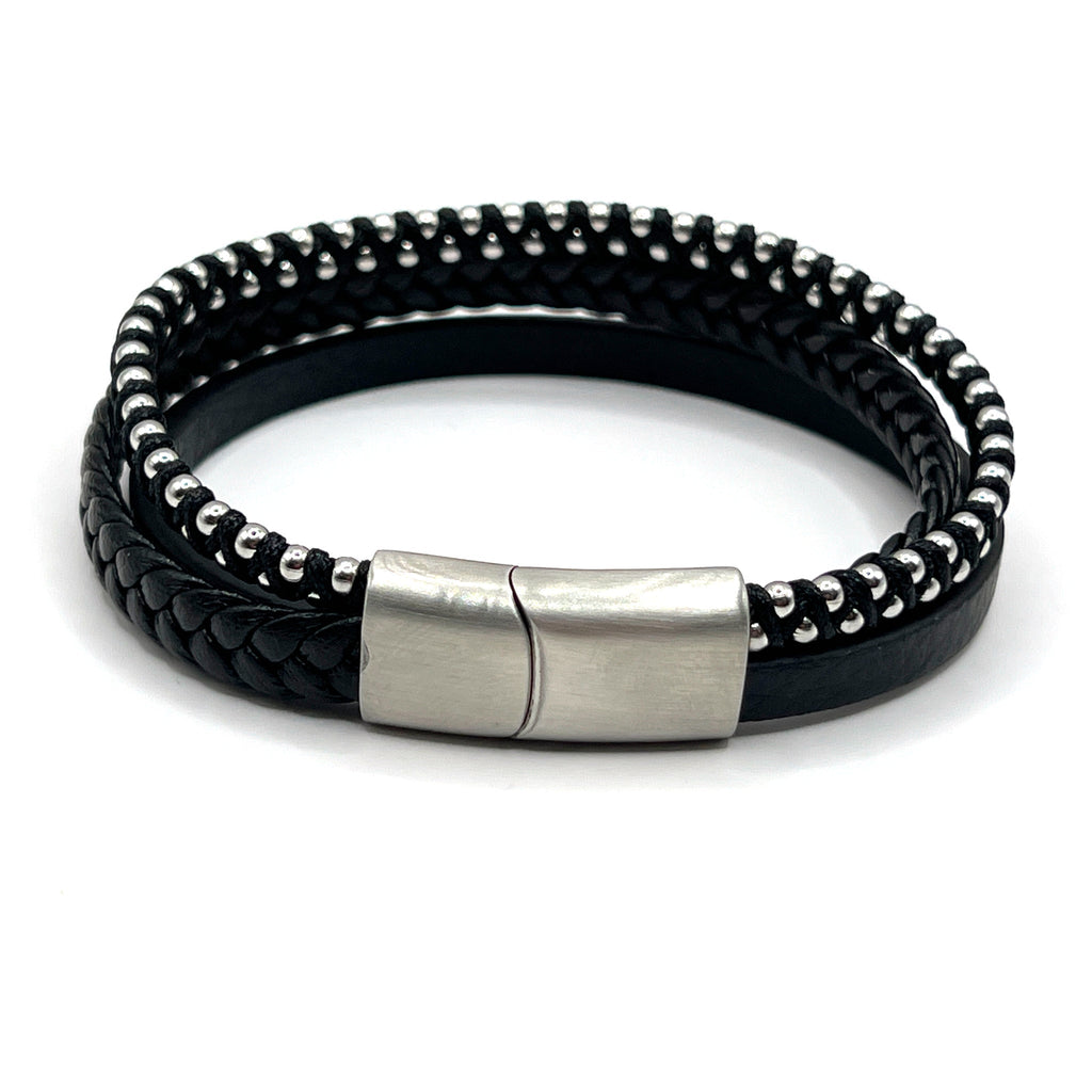 Silver Thread 2 Layer Leather Metallic Clasp - Karoo Earth