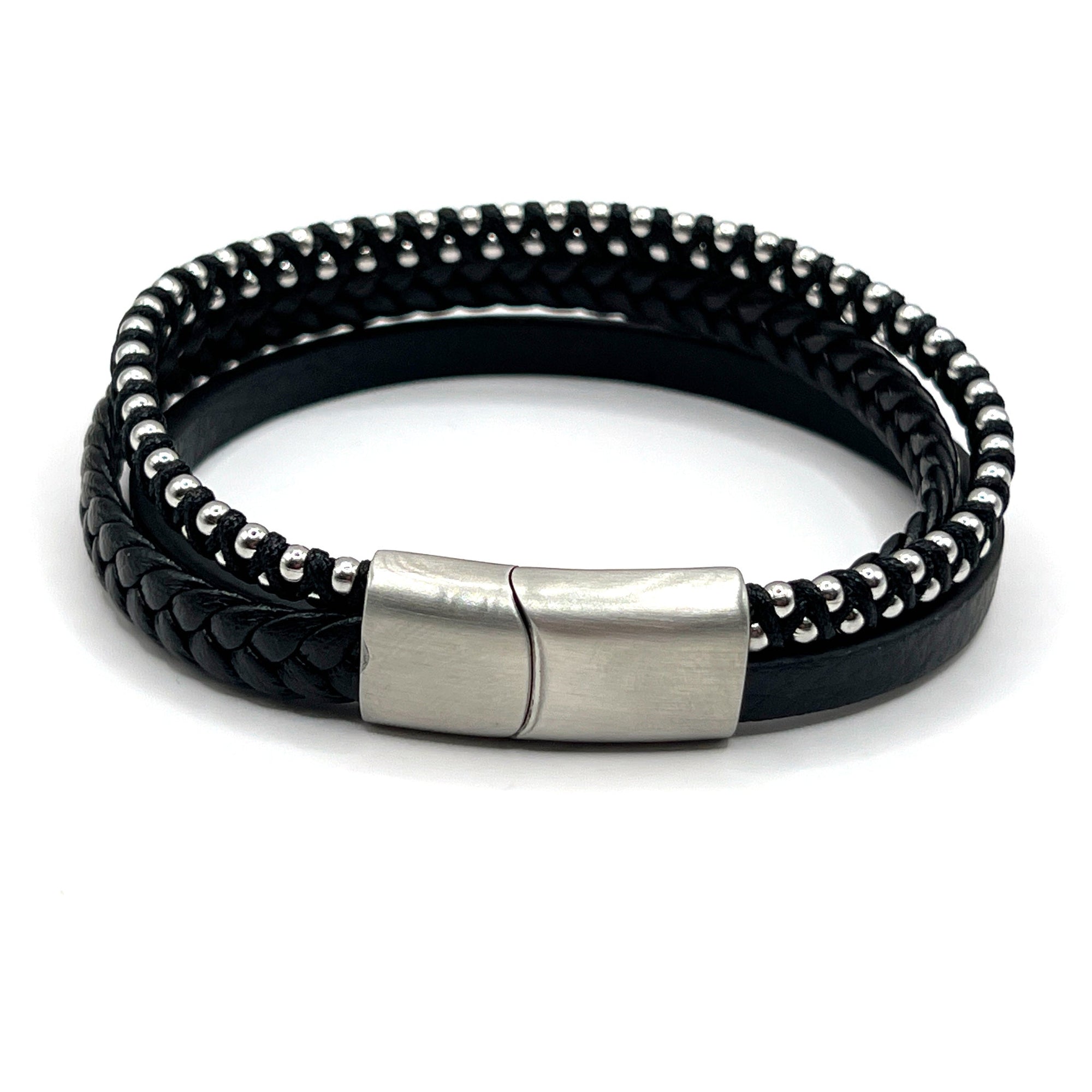 Silver Thread 2 Layer Leather Metallic Clasp - Karoo Earth