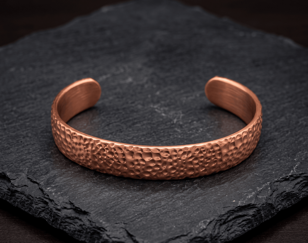 Solid Rustic Hammered Non Magnetic Pure Copper Bracelet - Karoo Earth