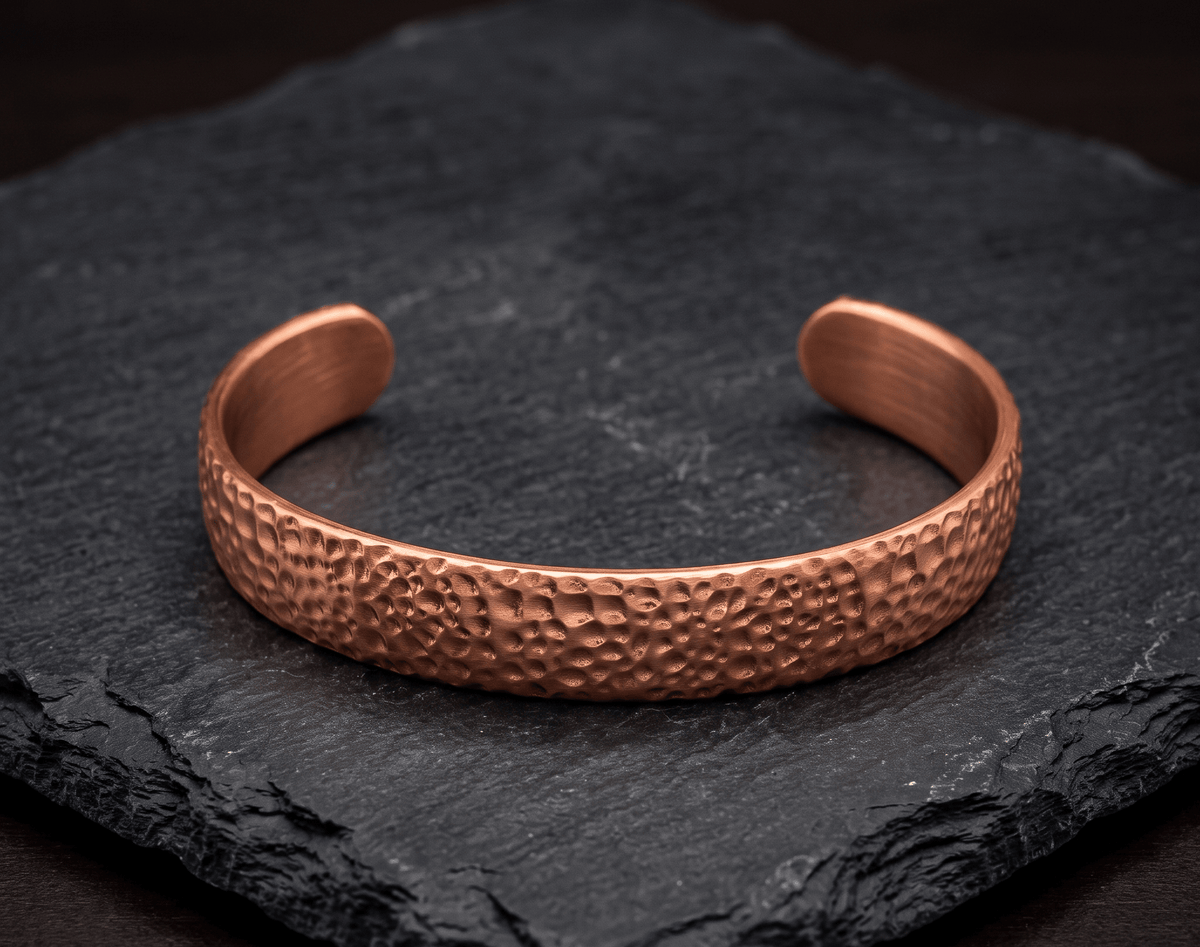 Solid Rustic Hammered Non Magnetic Pure Copper Bracelet - Karoo Earth