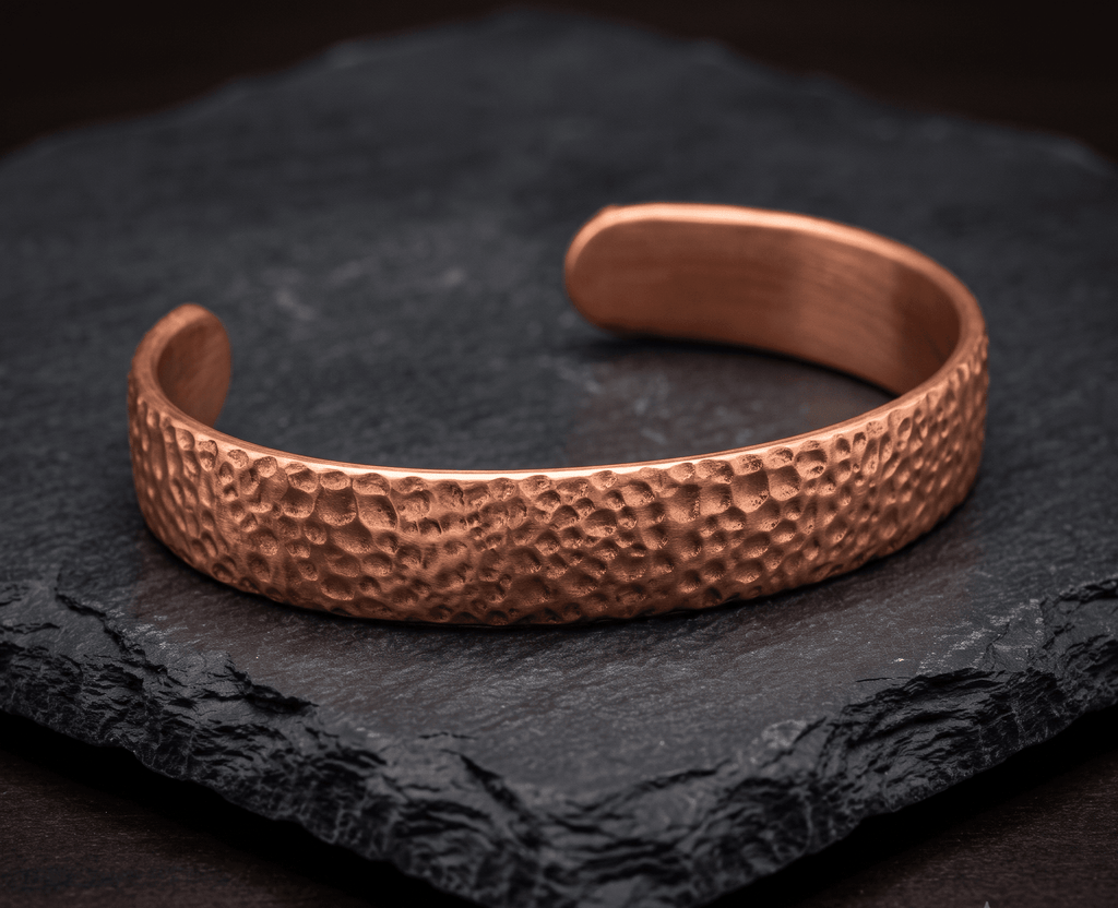 Solid Rustic Hammered Non Magnetic Pure Copper Bracelet - Karoo Earth