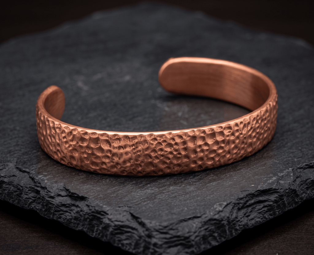 Solid Rustic Hammered Non Magnetic Pure Copper Bracelet - Karoo Earth