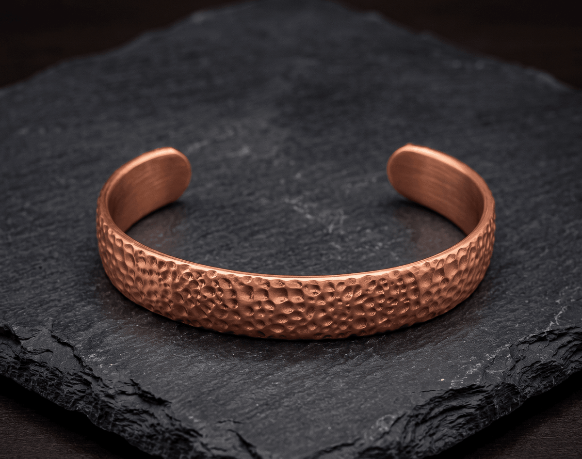 Solid Rustic Hammered Non Magnetic Pure Copper Bracelet - Karoo Earth