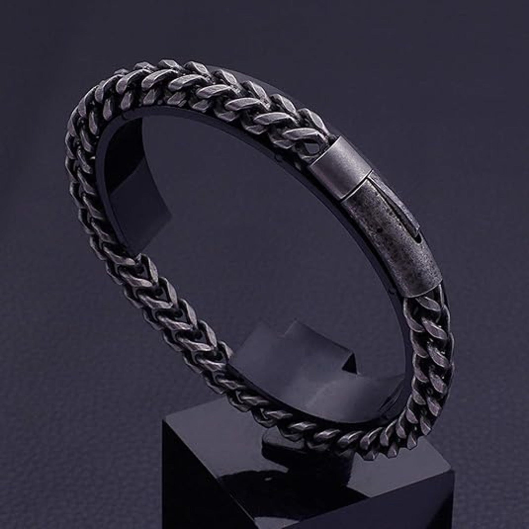 Stainless Steel Gun Metal Chain Bracelet - Karoo Earth