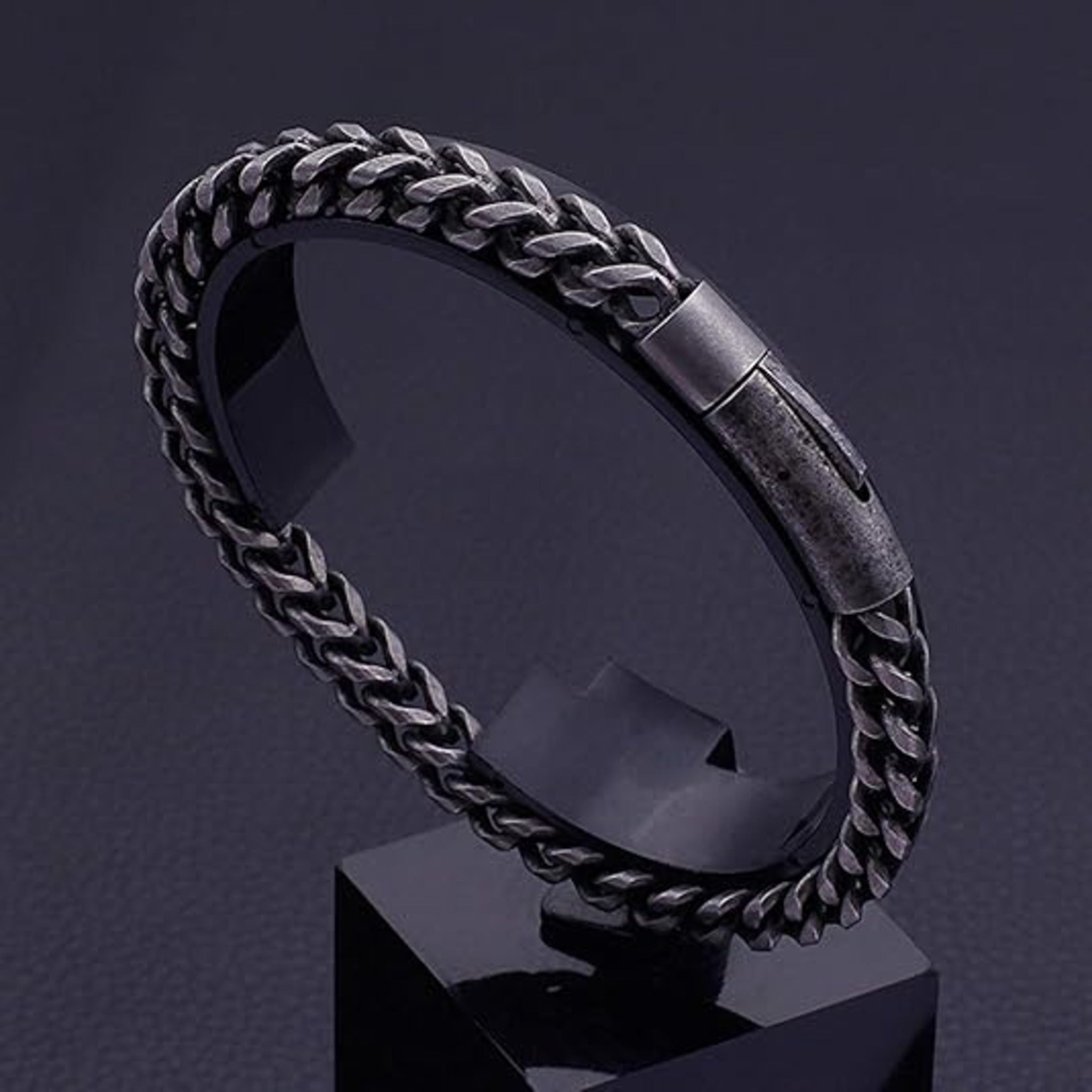 Stainless Steel Gun Metal Chain Bracelet - Karoo Earth