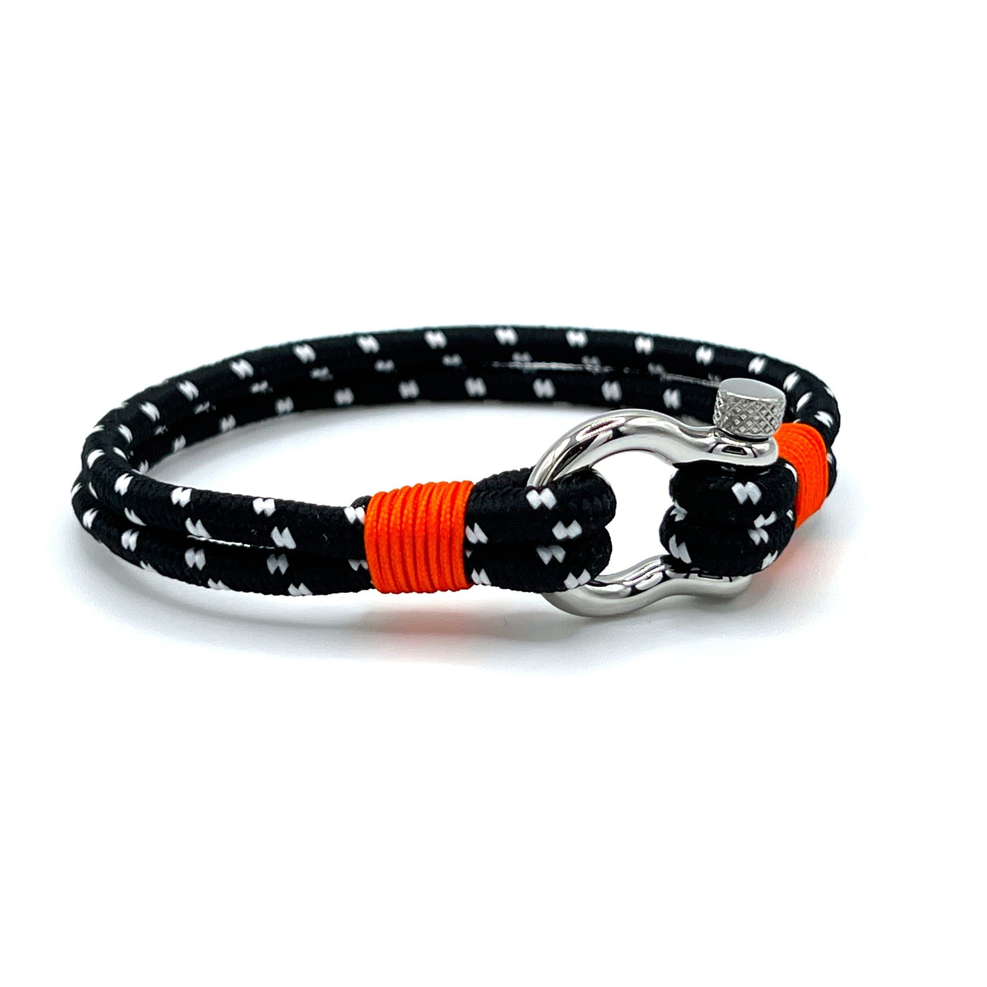 Stainless Steel Nautical Sailing Rope Shackle Bracelet Orange Detail - Karoo Earth