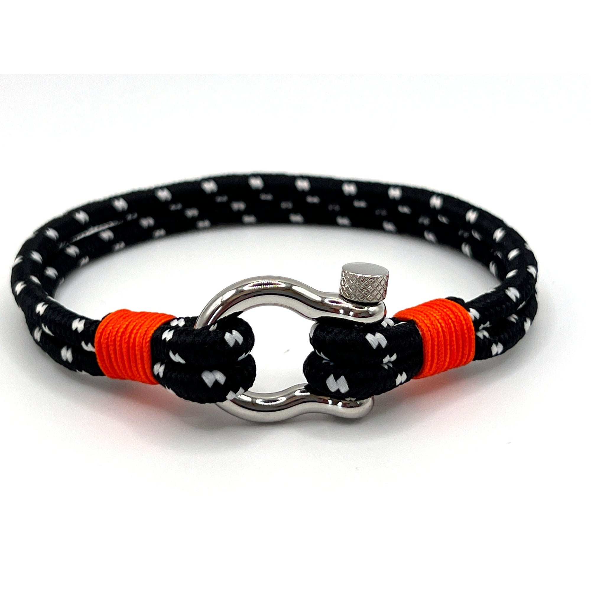 Stainless Steel Nautical Sailing Rope Shackle Bracelet Orange Detail - Karoo Earth