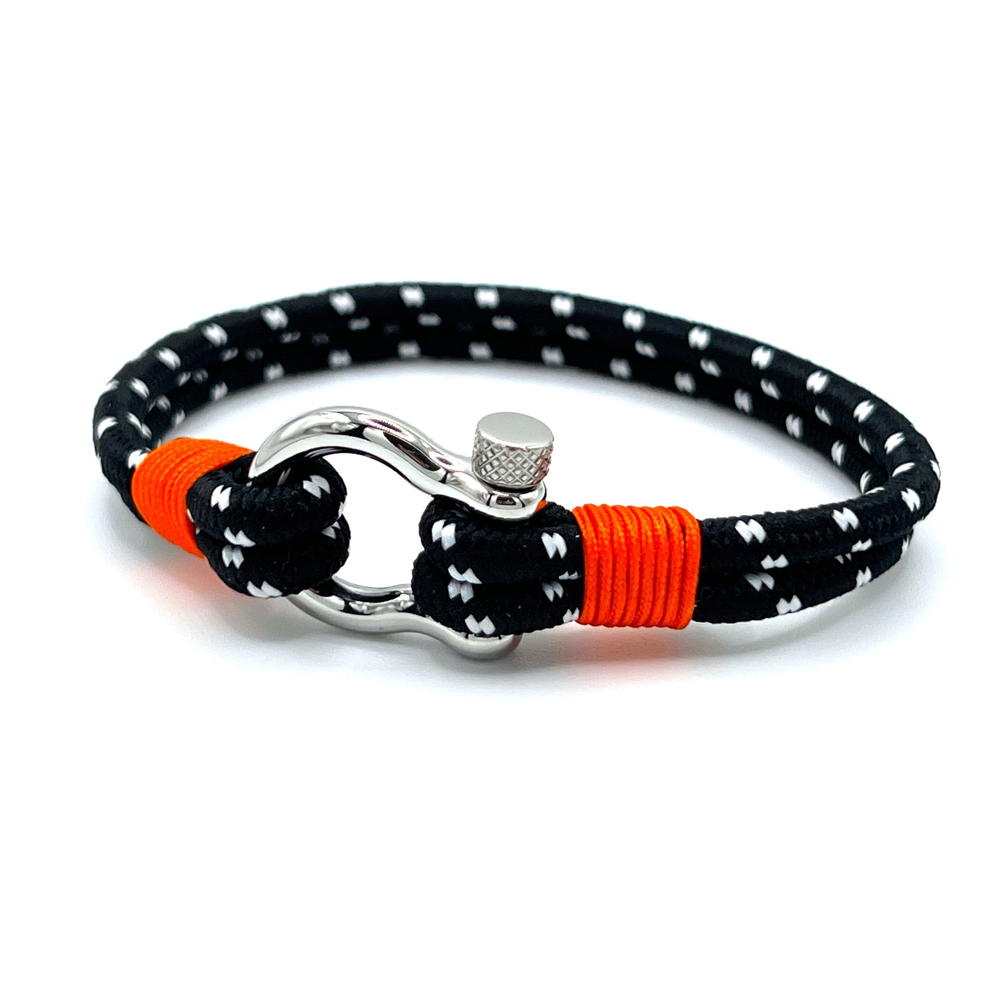 Stainless Steel Nautical Sailing Rope Shackle Bracelet Orange Detail - Karoo Earth