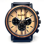 The African Zebrawood & Ebony Chronograph Wooden Watch - Karoo Earth