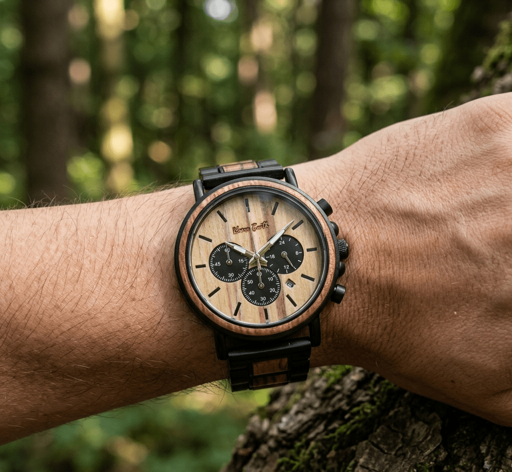 The African Zebrawood & Ebony Chronograph Wooden Watch - Karoo Earth