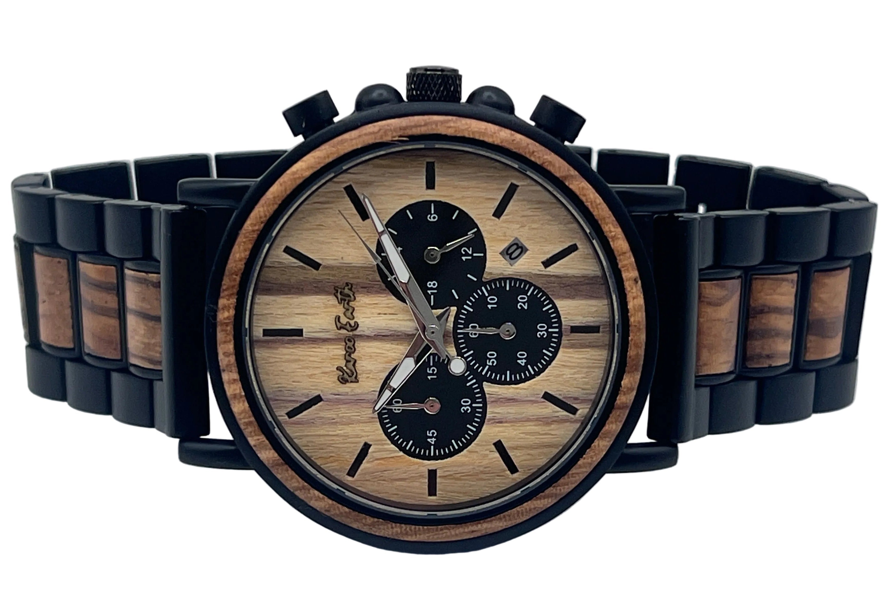 The African Zebrawood & Ebony Chronograph Wooden Watch - Karoo Earth