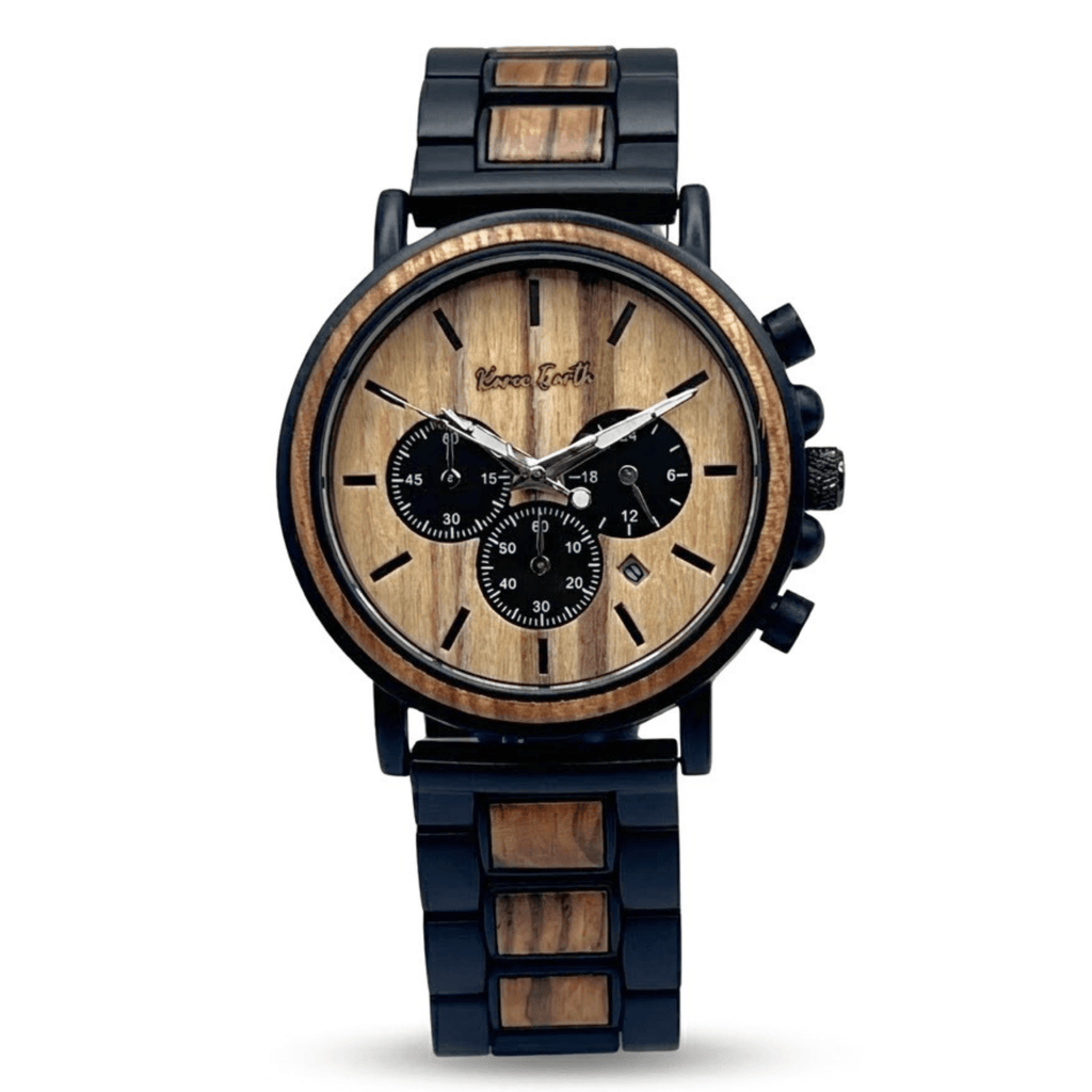 The African Zebrawood & Ebony Chronograph Wooden Watch - Karoo Earth