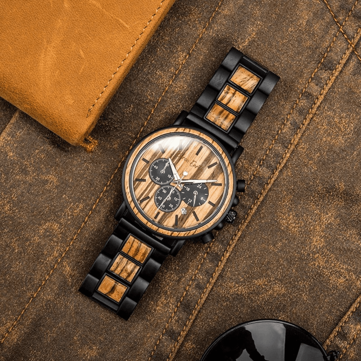 The African Zebrawood & Ebony Karoo Earth Chronograph Wooden Watch - Karoo Earth