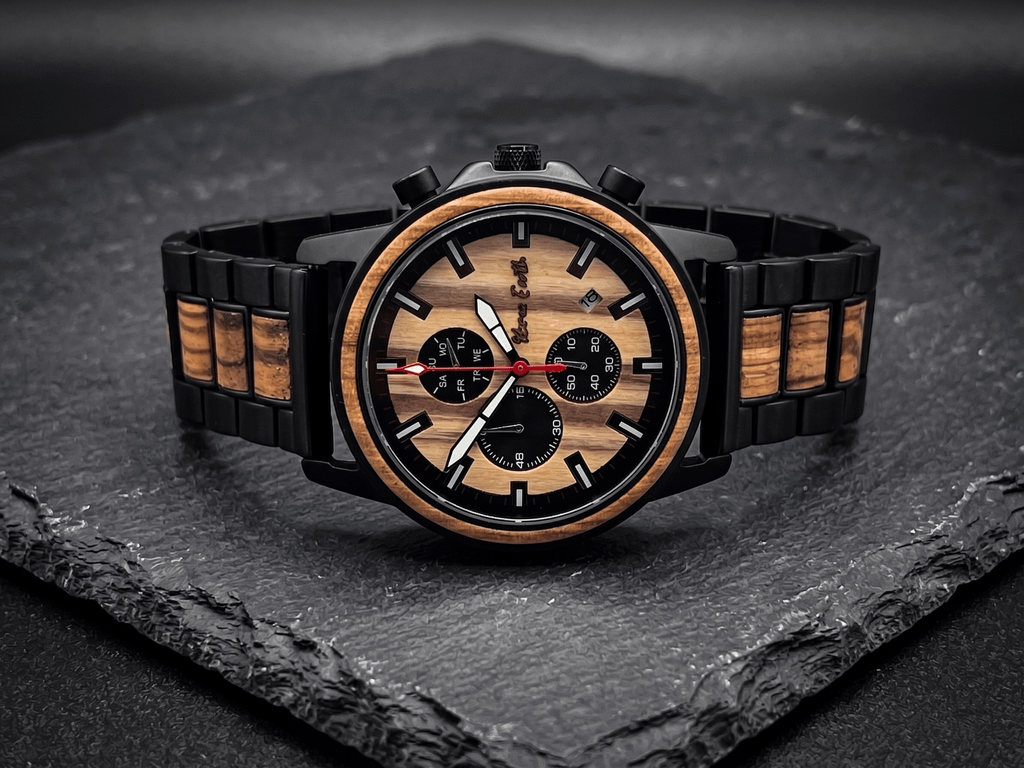 The Apple Wood & Ebony Karoo Earth Chronograph Wooden Watch - Karoo Earth