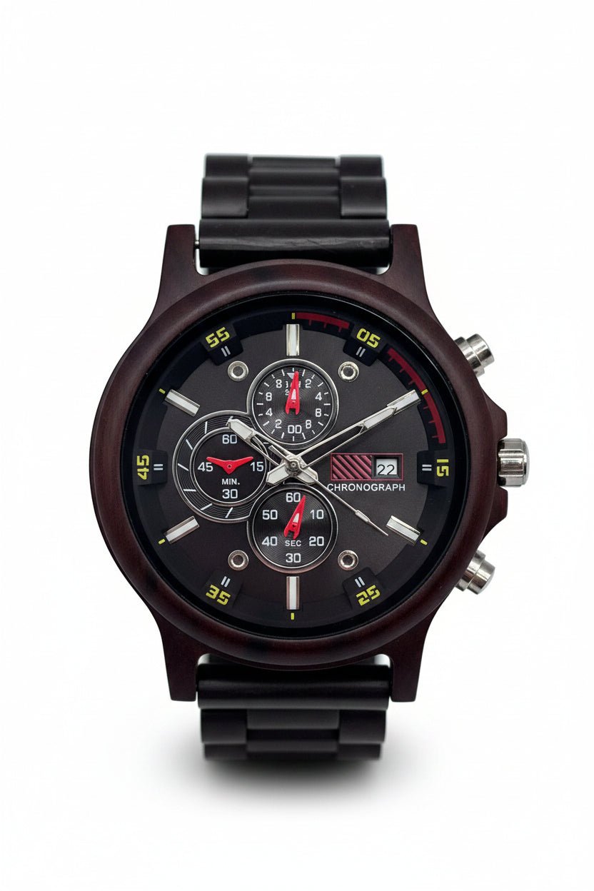 The Black Sandalwood Karoo Earth Chronograph Wooden Watch - Karoo Earth