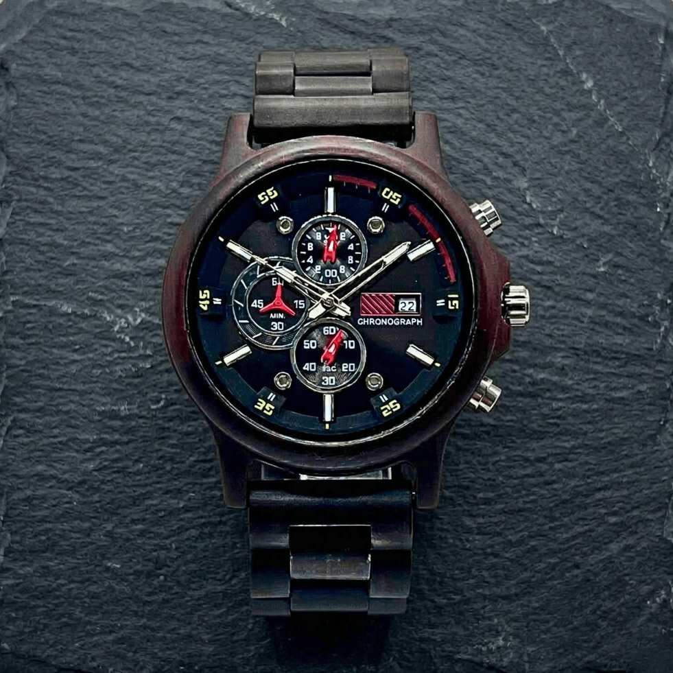 The Black Sandalwood Karoo Earth Chronograph Wooden Watch - Karoo Earth
