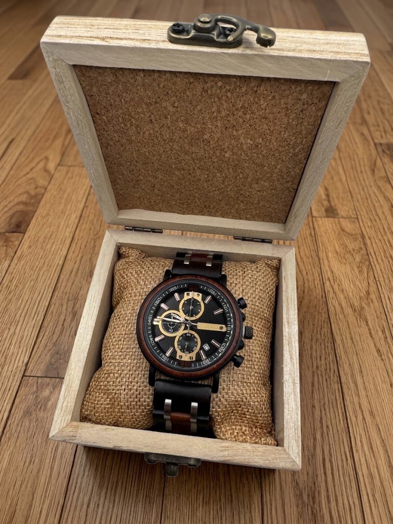 The Bloodwood and Gold Karoo Earth Chronograph Wooden Watch - Karoo Earth
