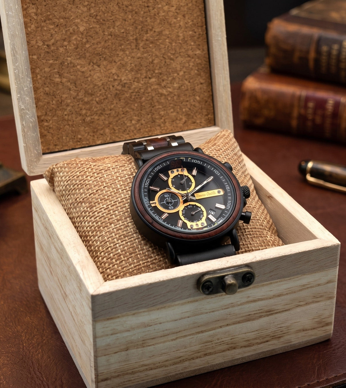 The Bloodwood and Gold Karoo Earth Chronograph Wooden Watch - Karoo Earth