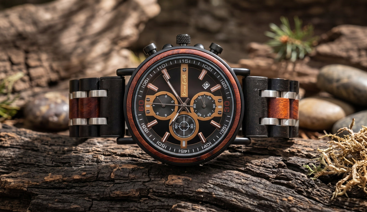 The Bloodwood and Gold Karoo Earth Chronograph Wooden Watch - Karoo Earth
