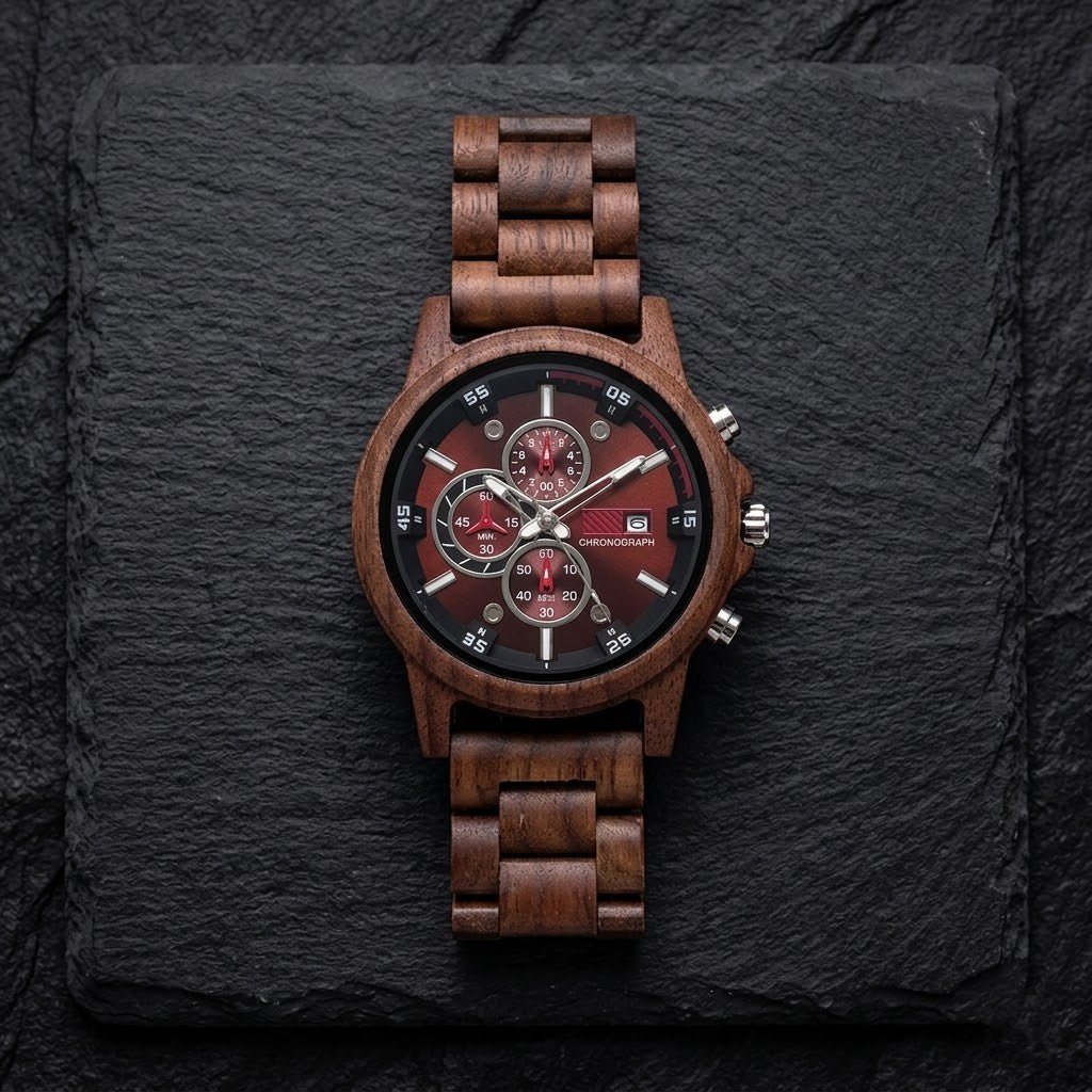 The Crimson Walnut Karoo Earth Chronograph Wooden Watch - Karoo Earth