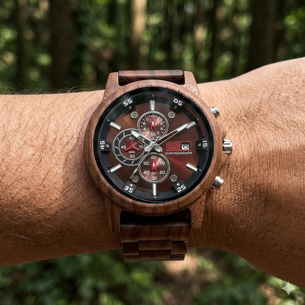 The Crimson Walnut Karoo Earth Chronograph Wooden Watch - Karoo Earth