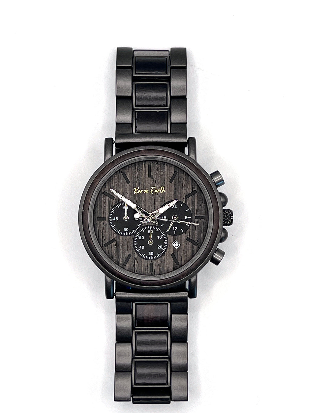 The Ebony and Gun Metal Steel Karoo Earth Chronograph Wooden Watch - Karoo Earth