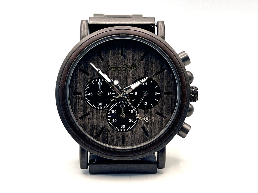 The Ebony and Gun Metal Steel Karoo Earth Chronograph Wooden Watch - Karoo Earth