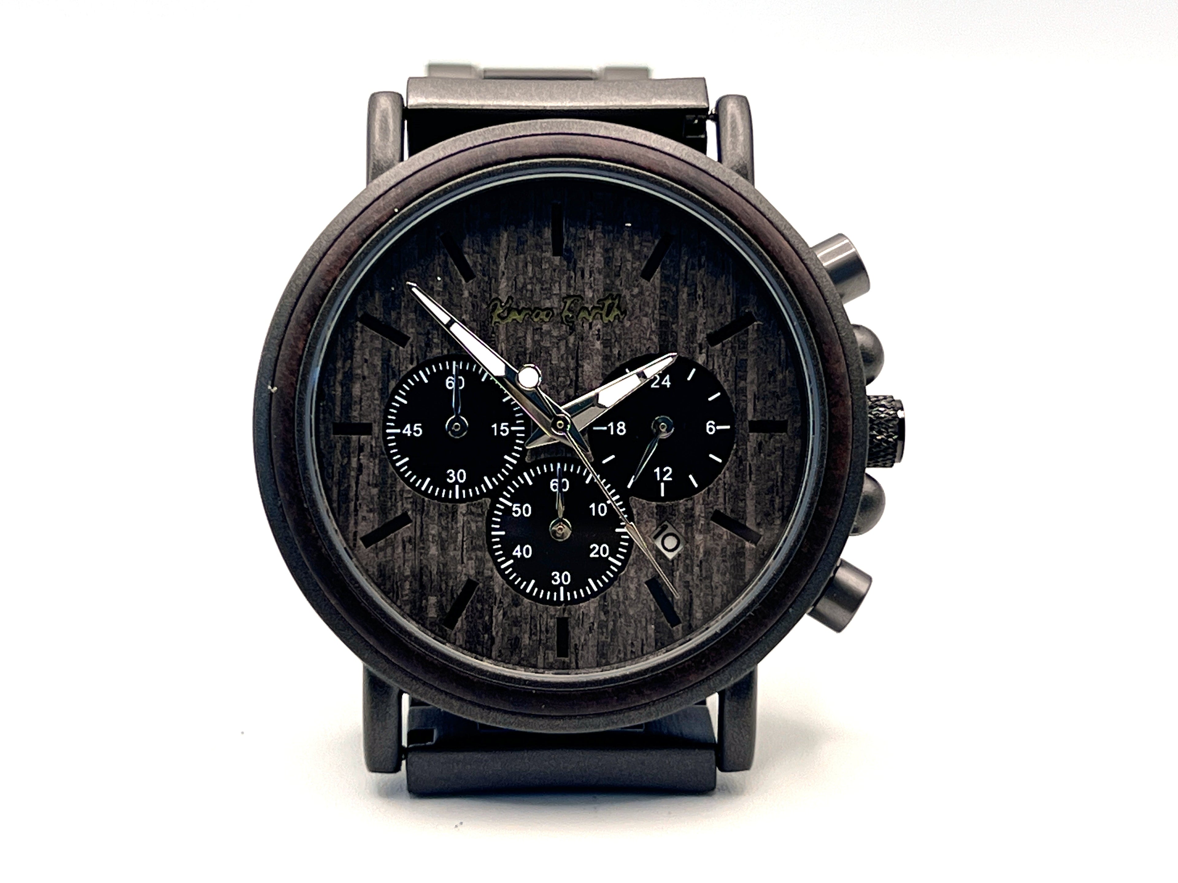 The Ebony and Gun Metal Steel Karoo Earth Chronograph Wooden Watch - Karoo Earth