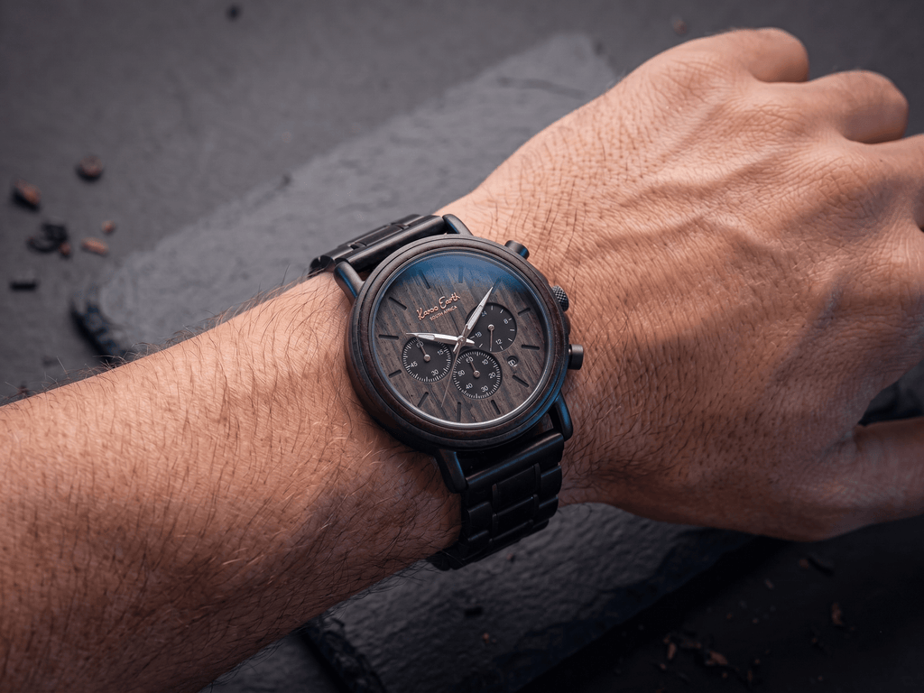 The Ebony and Gun Metal Steel Karoo Earth Chronograph Wooden Watch - Karoo Earth