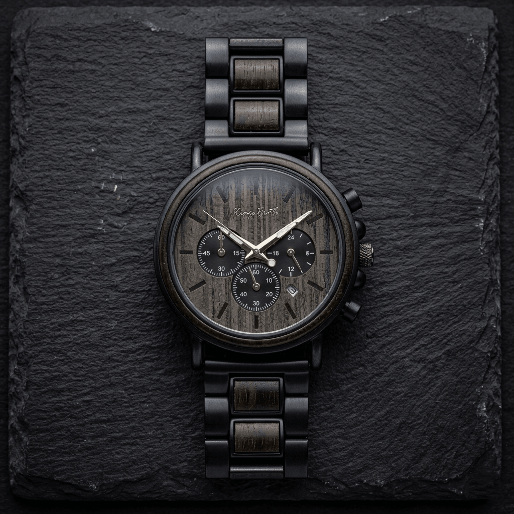 The Ebony and Steel Chronograph Wooden Watch - Karoo Earth