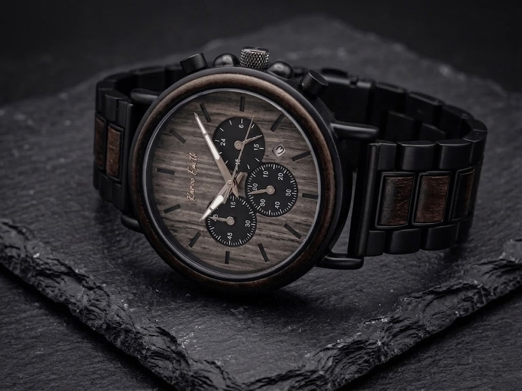 The Ebony and Steel Karoo Earth Chronograph Wooden Watch - Karoo Earth