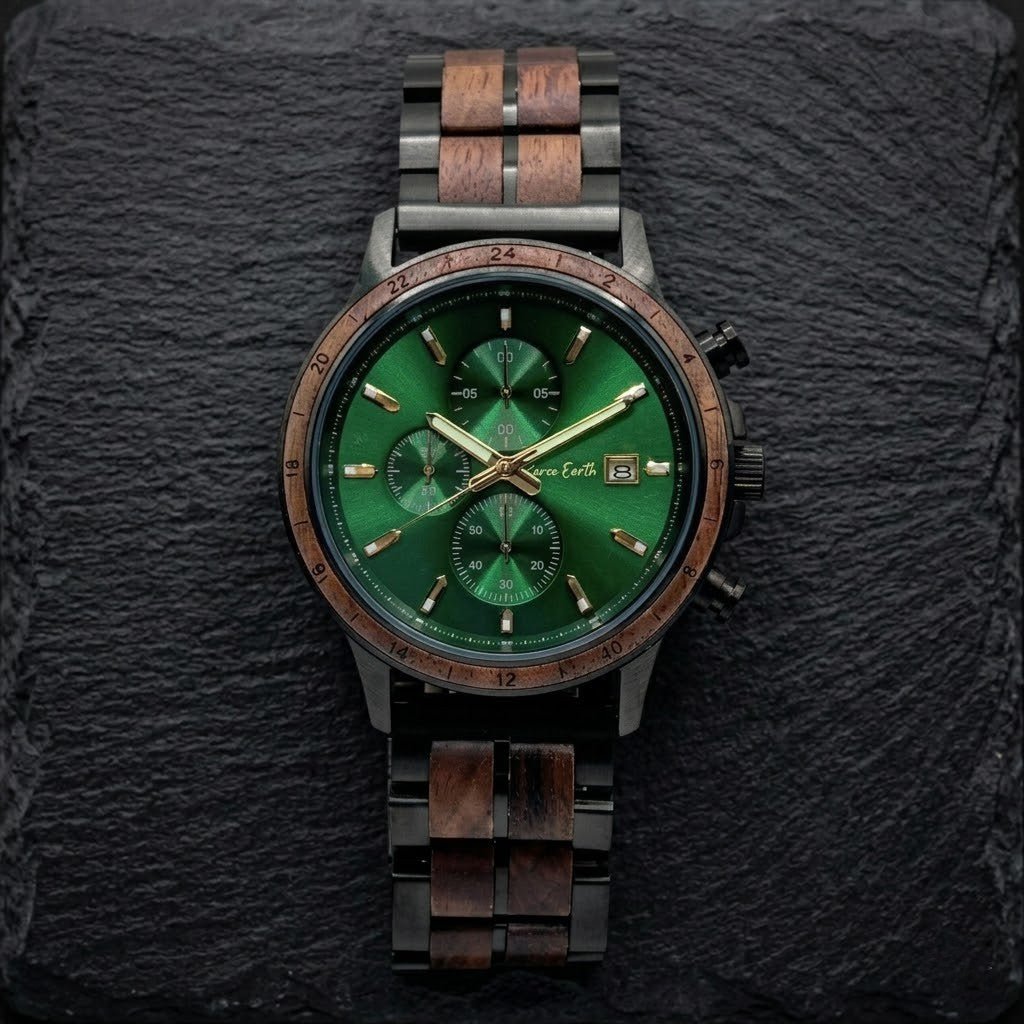 The Emerald Karoo Chronograph Wooden Watch - Karoo Earth
