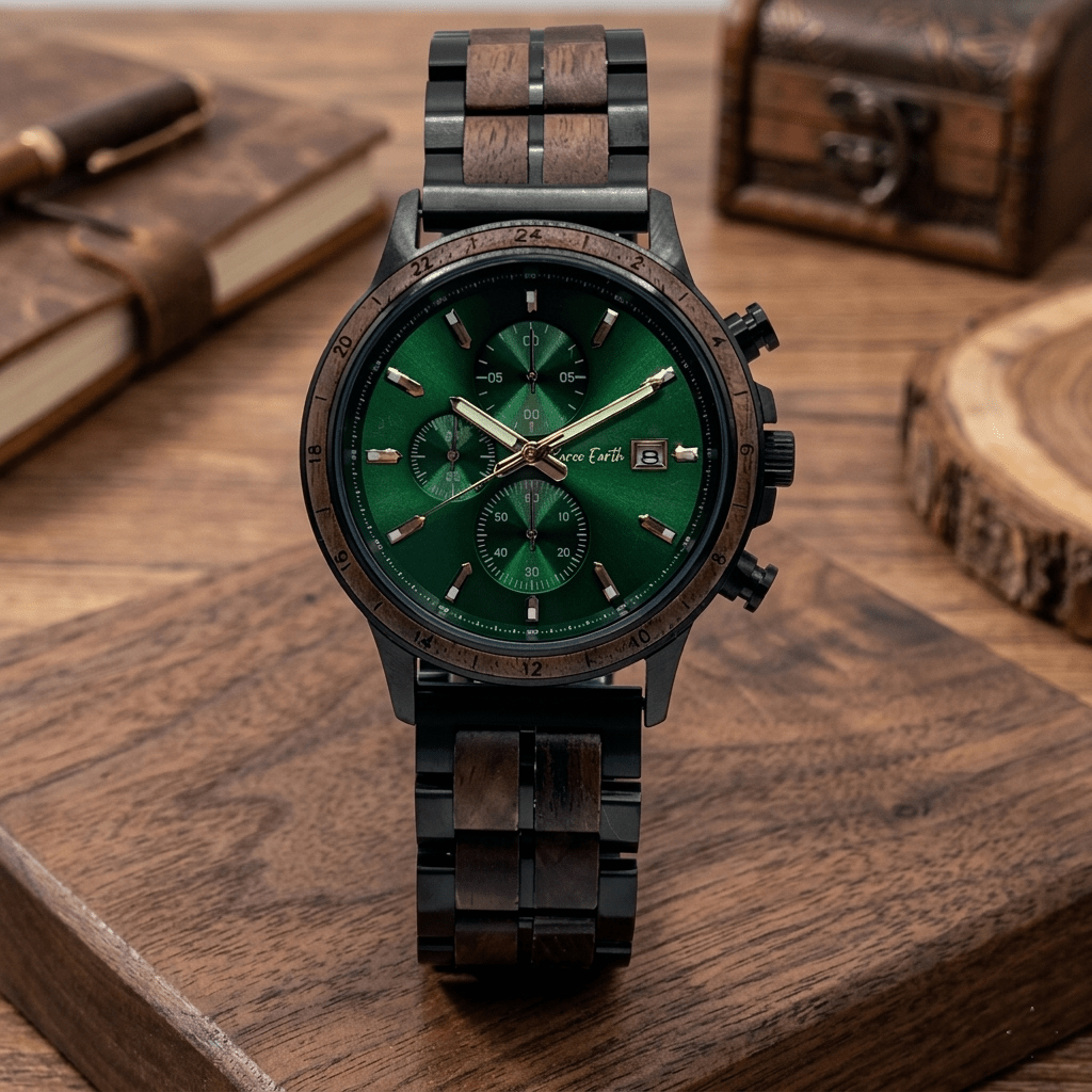 The Emerald Karoo Chronograph Wooden Watch - Karoo Earth