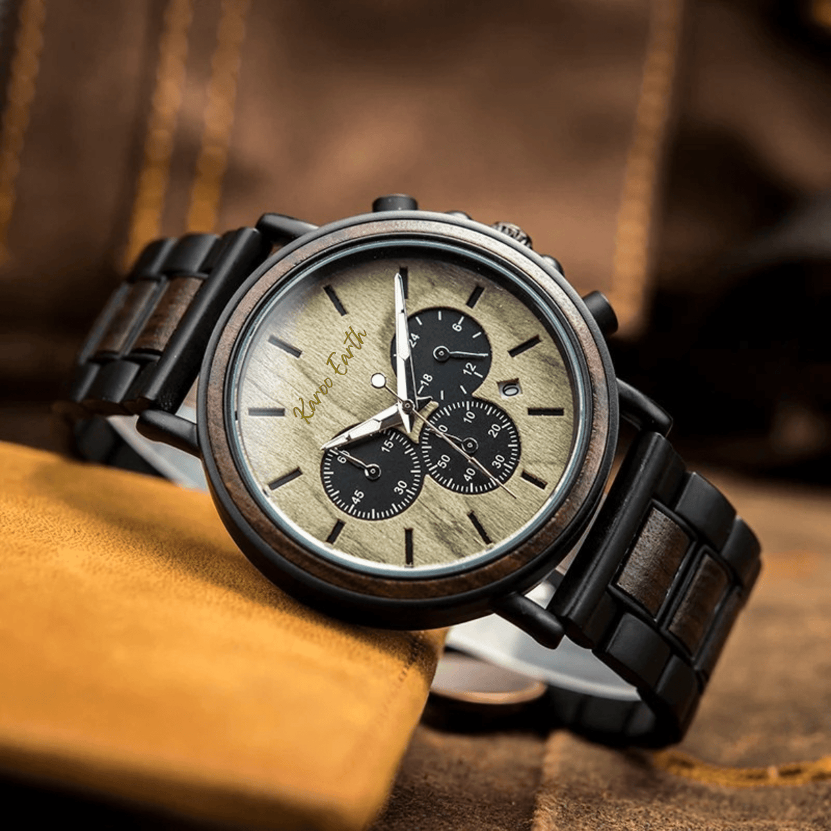 The Green Sandalwood Karoo Earth Chronograph Quartz Wooden Watch - Karoo Earth