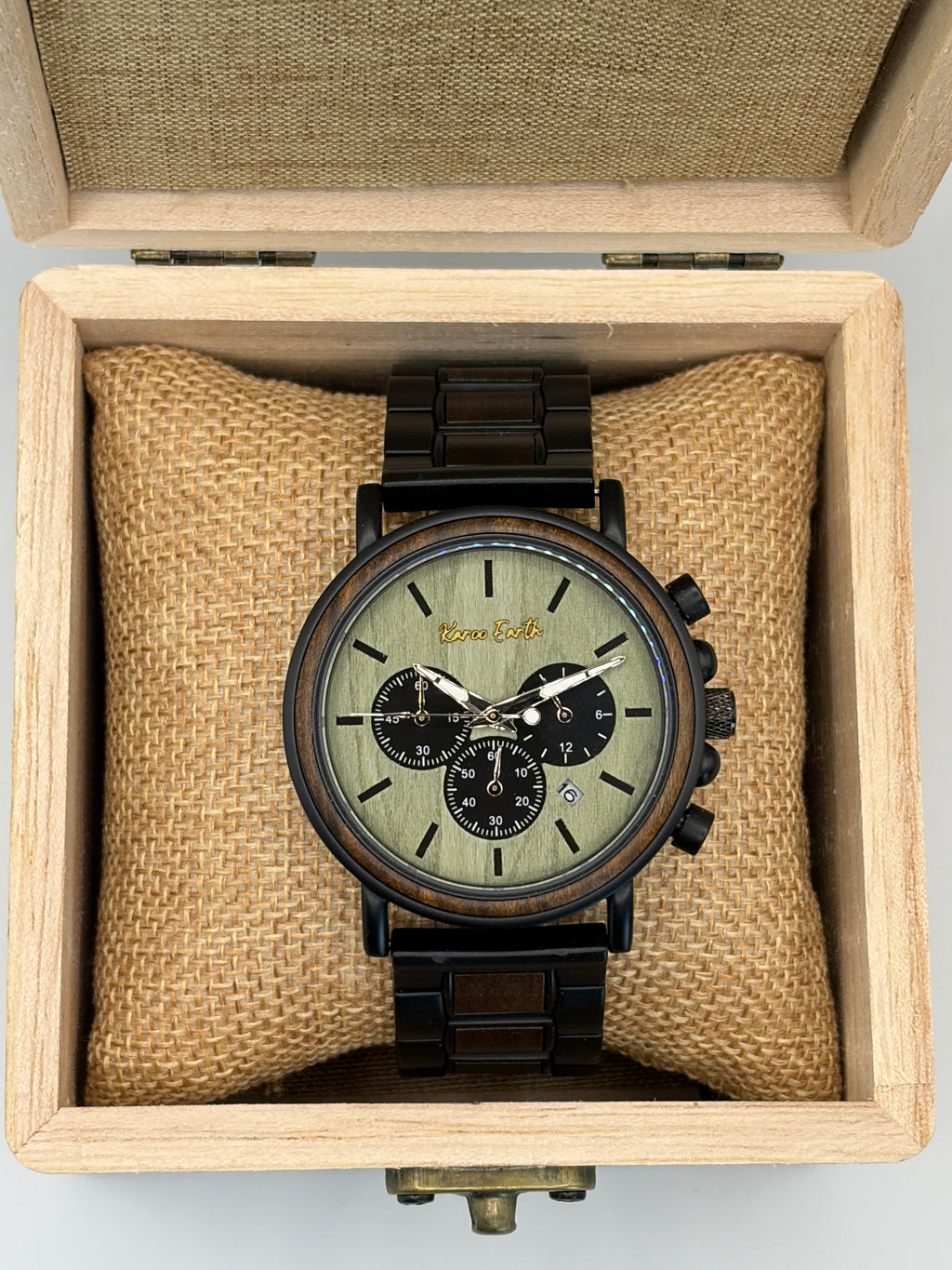 The Green Sandalwood Karoo Earth Chronograph Quartz Wooden Watch - Karoo Earth