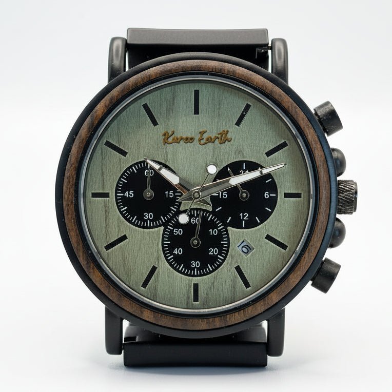 The Green Sandalwood Karoo Earth Chronograph Quartz Wooden Watch - Karoo Earth
