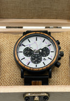 The Marble and Zebra Wood Karoo Earth Chronograph Wooden Watch - Karoo Earth