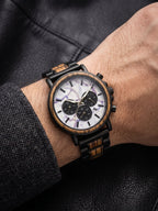 The Marble and Zebra Wood Karoo Earth Chronograph Wooden Watch - Karoo Earth